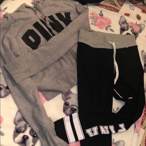 PINK joggers & oversized cropped hoodie